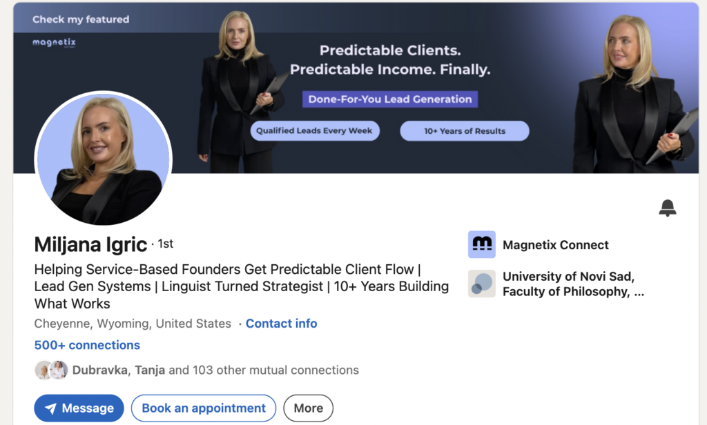 Miljana linkedin profila